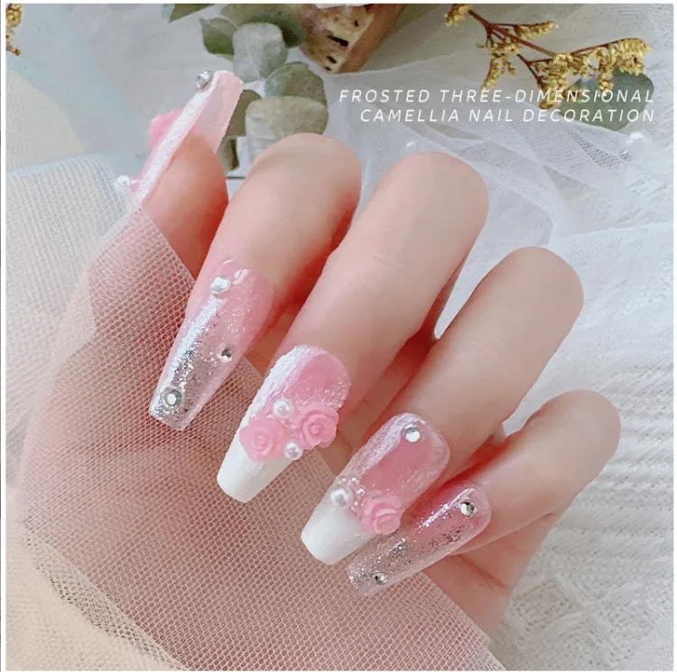 Zuckerguss Gemischt größe Nail art Charme Glitter Decals Harz Kamelie Nagel Strass Dekorationen für Frauen DIY Maniküre Schmuck