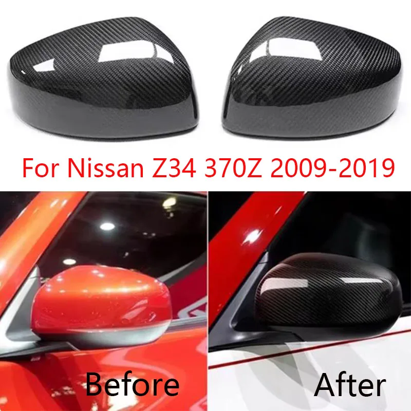 

Real Carbon Fiber Door Side Wing Rearview Mirror Cover Caps For Nissan Z34 370Z 2009-2019