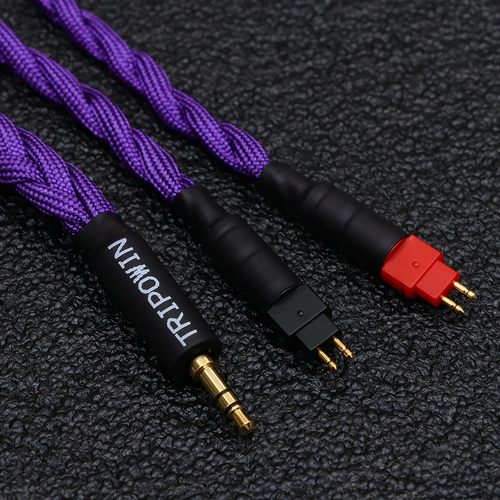 Tripowin GranVia 26AWG 36 Stränge x 4-adriges handgefertigtes Kopfhörer-Ersatzkabel für HD650 HD580 HD800 HIFIMAN ANANDA Lila