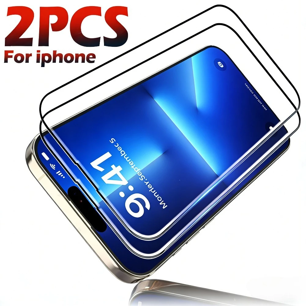 

2 шт. ультрапрозрачных защитных стекол для iPhone 17, 16, 15, 14, 13 Pro, Air 17e, 16, 15, 14 Plus, 12, 11 Pro, Mini, устойчивых к царапинам, из закаленного стекла