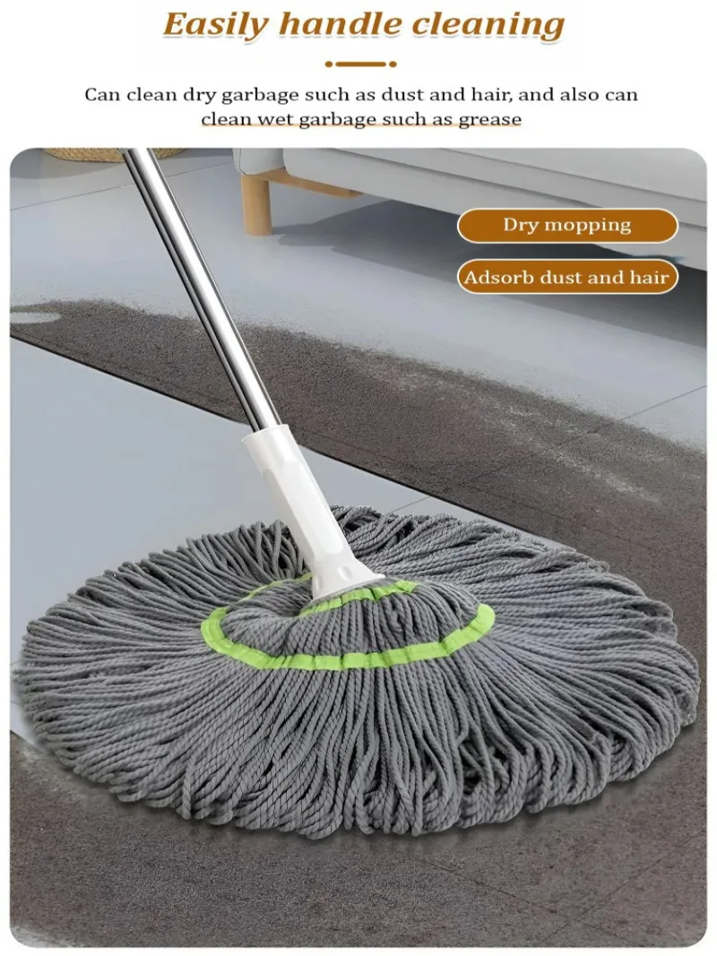 【No Need To Wring Dry/Hands Not Dirty】Multi-Function Free Hand Wash Rotary Mop Indoor Quick Dry Mop