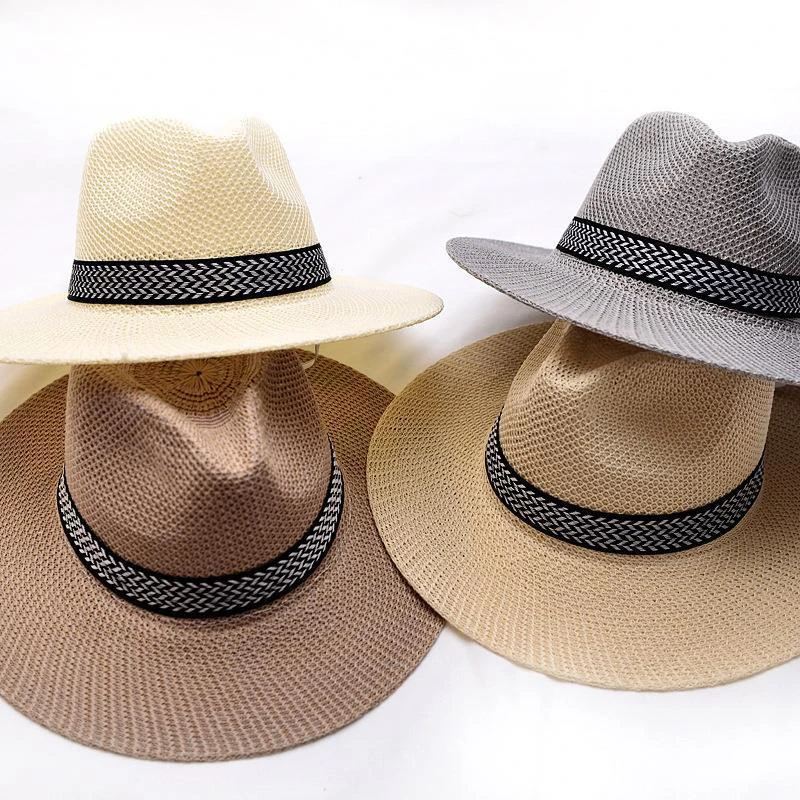 Panama Hat Short Brim Fedora Hat Cuban Cap Sun Hat Casual Jazz Hat Summer Straw Unisex Middle Aged And Elderly Summer Cool Hat