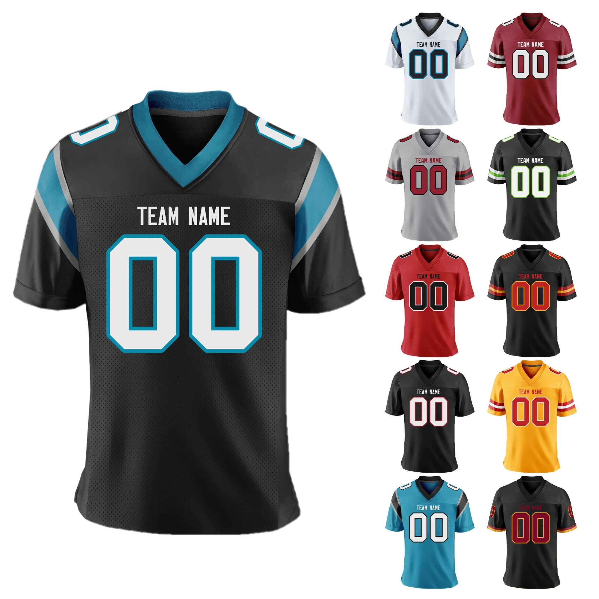 

Wholesale Customizable Short Football Rugby Practice Uniform Personalized Any Name Number Throwback Jersey Stitching Option