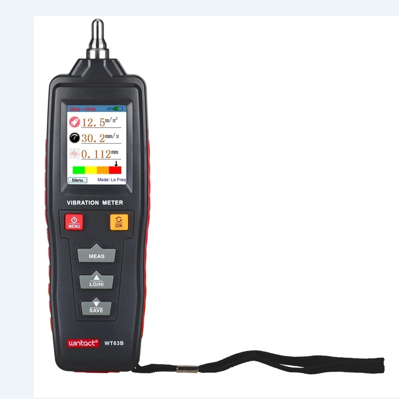 WT63B Vibration Analyzer – Color LCD Digital Meter High/Low Frequency Tester for Acceleration Velocity Displacement