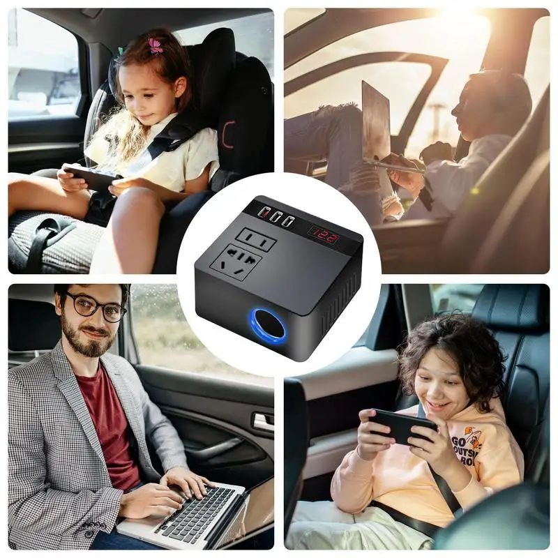 

12V 24V Inverter Household Car Socket Electric Car Charger 150W Quick Charging For Travel Air Compressor