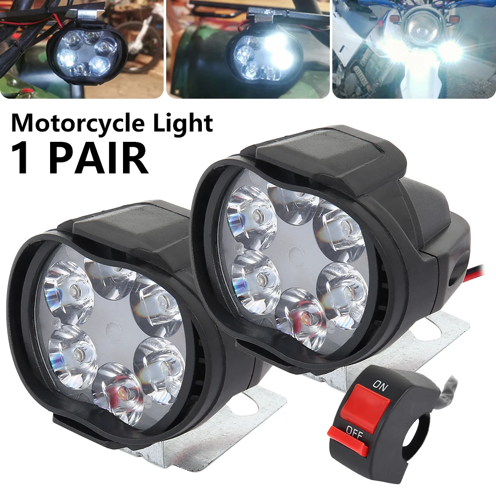 10W Dc 9V-15V Led Motorcycle Headlight Waterproof 6 Round Led Spot Light Led Headlights Spot Light with Reflector and Switch