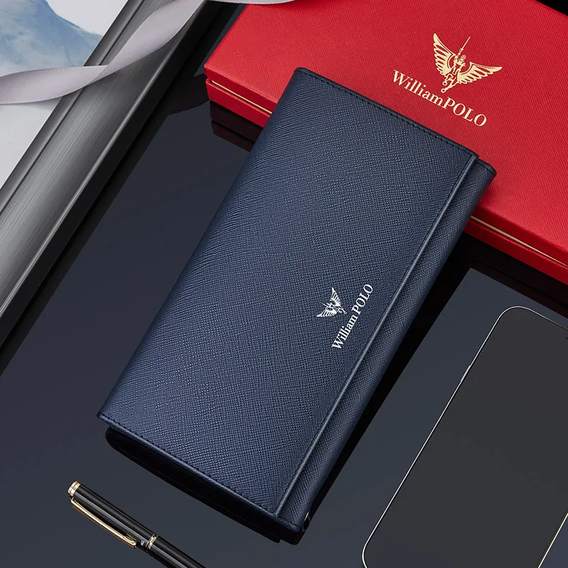 Men's large capacity card holder leather personalized long card bag fashion card wallet