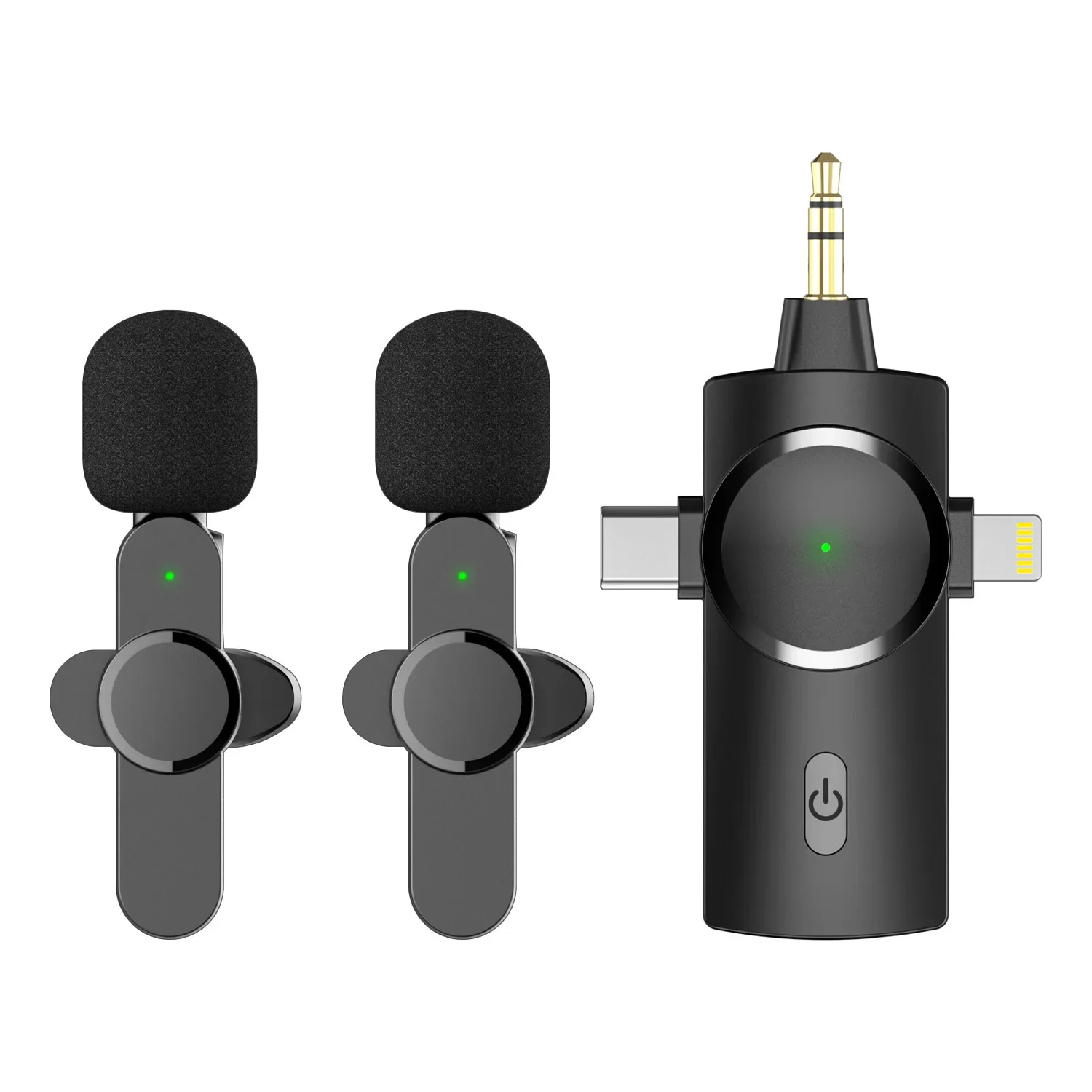 

Plug-play 3 In 1 Professional Wireless Lavalier Microphone Portable For Type-c Lightning 3.5mm Jack Live Video Sound Receiver