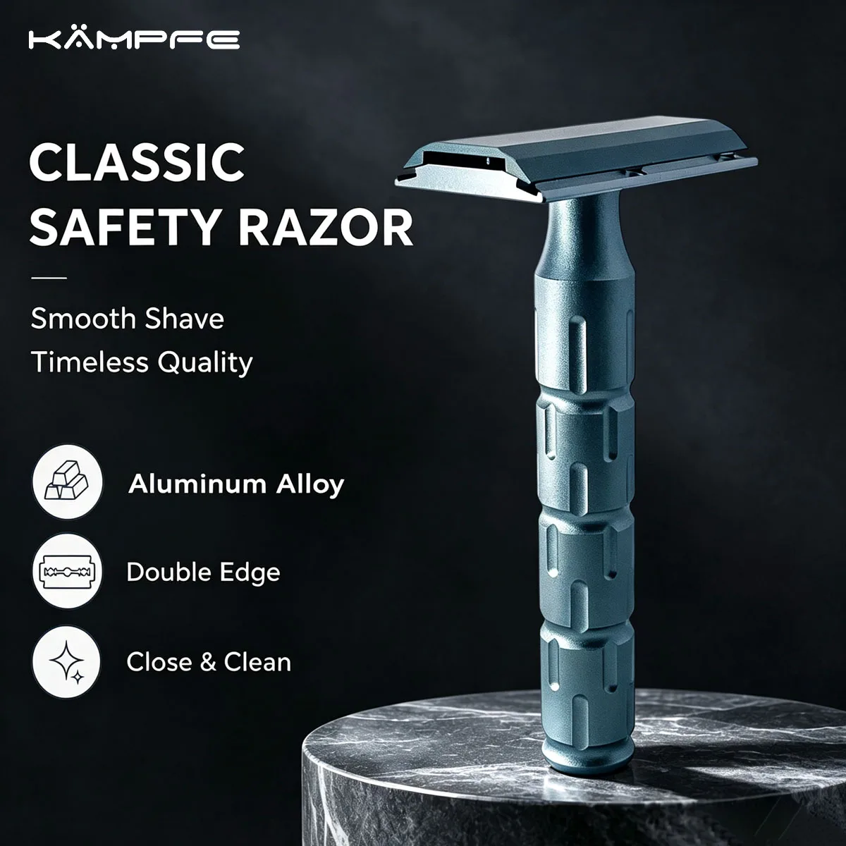KAMPFE Aluminum Alloy Safety Razor CNC Machined Manual Razor for Men Classic Double Edge Shaving Tool Premium Grooming for man