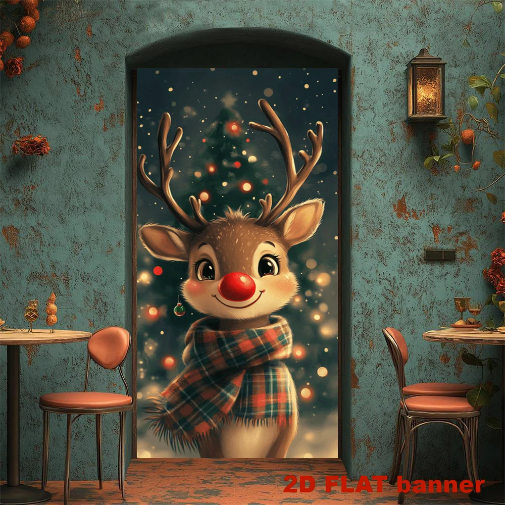 لافتة مسطحة ثنائية الأبعاد من القماش لافتة للحفلات غطاء باب نبوءة مشهد لعيد الميلاد، يتميز بنجوم الملاك والراعيين #4