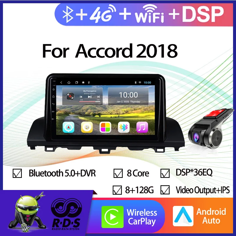 Android 11 1G-32G Honda's 10th Generation Accord 2018 GPS Navigation Bluetooth Music Multifunctional Car DVD