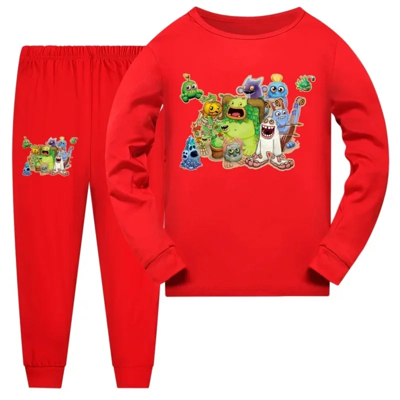 HN8 Boys Clothes my Singing Monster Children Pajamas Pants Set Cartoon Sleepwear Kids Pajamas for Girls Toddler Baby Outfits)4Dc