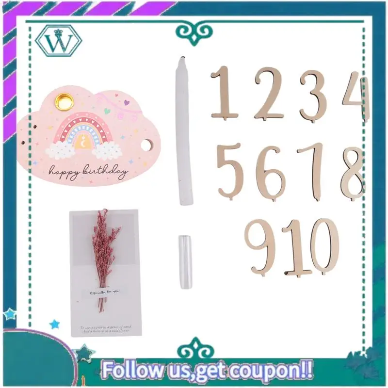 Baby Milestone Number Memorial Cards Kit For Newborn Baby Wooden Engraved Age Photography Accessories Birthing Gift