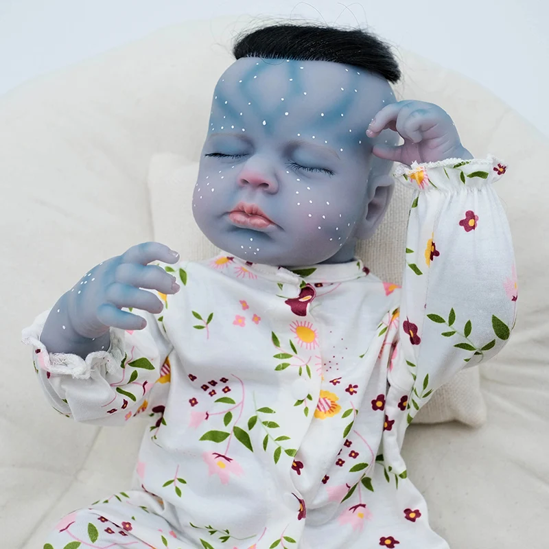 49CM Full Vinyl Body LouLou Lifelike Reborn Toddler Newborn Doll Hand-Detailed Paint with 3D Visible Veins