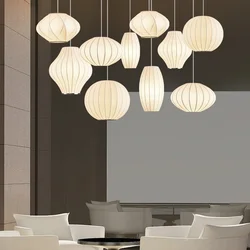 SANDYHA-luces colgantes de seda, lámpara LED de diseño minimalista nórdico, candelabro colgante para mesa de comedor, decoración de dormitorio, iluminación del hogar