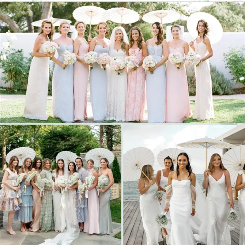 

2Z-20 Pieces White Paper Umbrellas 19.7 Inches DIY Oiled Paper Parasols For Wedding Bridal Party Decor,Photography Prop