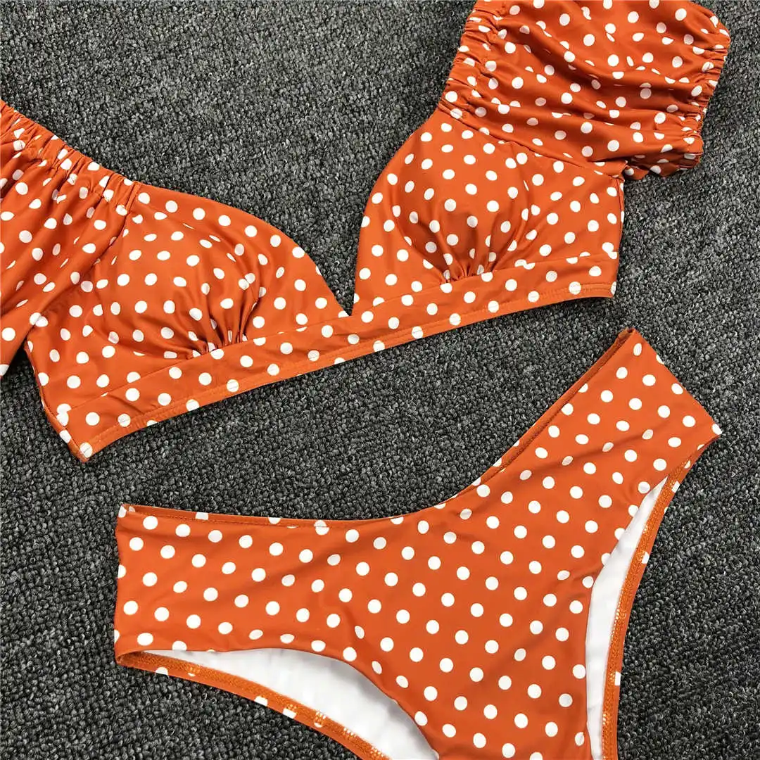 NEU Sexy Polka Dots V-Ausschnitt Bikini mit mittlerer Taille, Damen-Badeanzug, zweiteiliger Bikini-Set, Badebekleidung, Badeanzug, Schwimmanzug V1909 – Detail 23