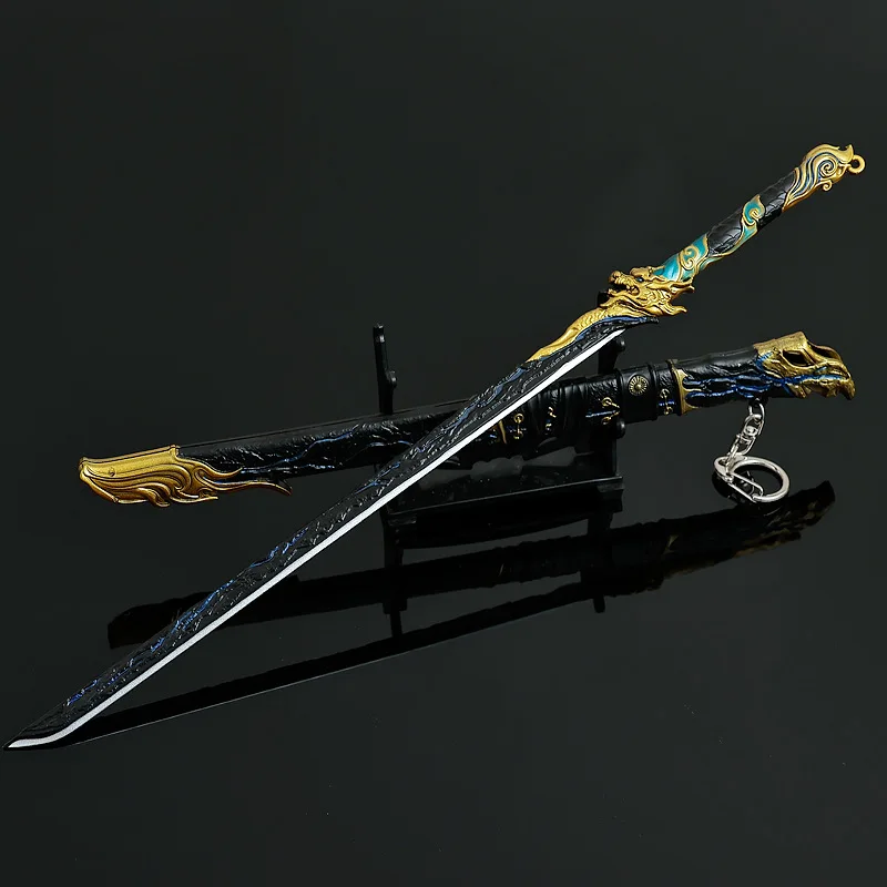 28cm Naraka: Bladepoint Black Gold Ancient Sword Game Peripherals Weapon Metal Sword Model Collection Crafts Gifts Toys for Boys