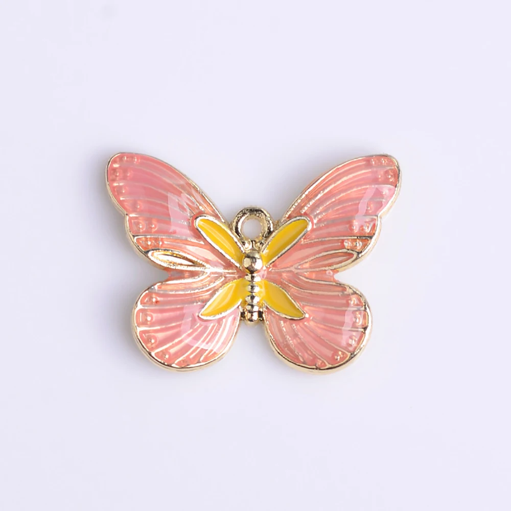 50pcs/lot Jewelry Accessory Alloy Retro Oil-drop  Colorful Butterfly Shaped Pendant For Charms Earrings  Bracelet