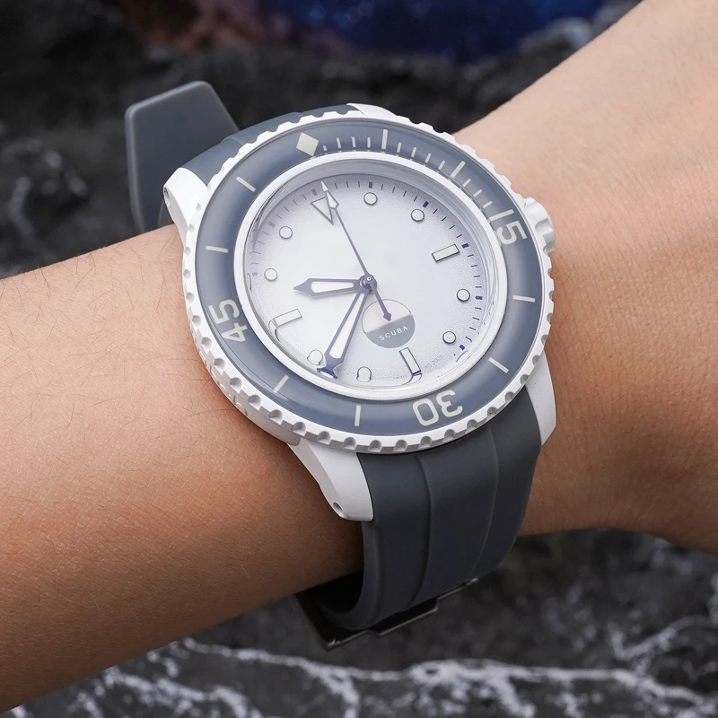 Curved End Strap 22mm for Swatch X Blancpain Fifty Fathoms Five Ocean Series Waterproof TPU Rubber Watch Band for Men Women