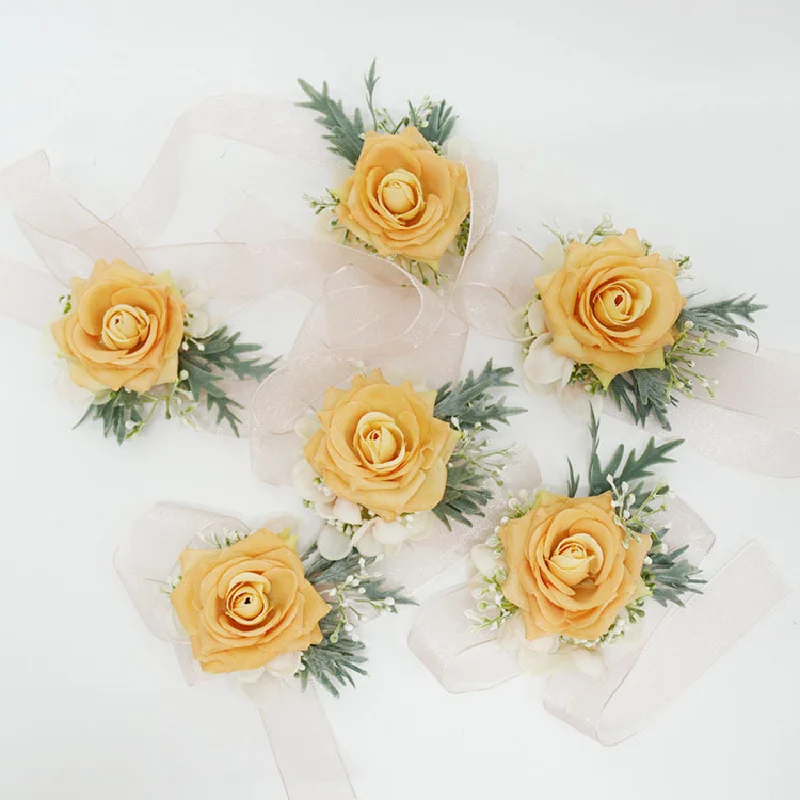 Boutonniere And Wrist Corsage Wedding Supplies Wedding Flower Art Simulation Flower Business Celebration Opening Guests Oran 436