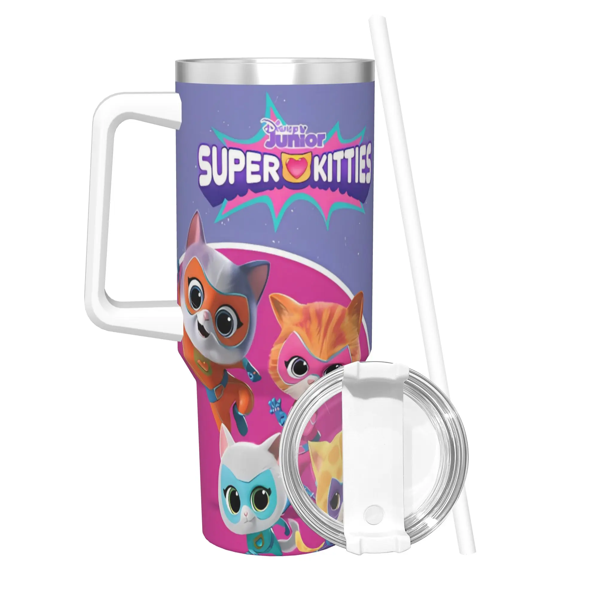 

SuperKitties Cartoon TV Shows Insulated Tumbler with Straws Lid Stainless Steel Coffee Mugs Double Wall Car Bottle Cups 40oz