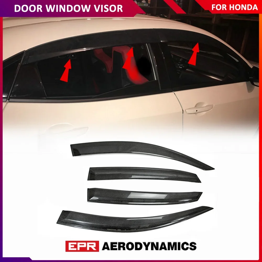 

For Honda FK8 CIVIC TYPE-R Carbon Fiber OEM Door Window Visor Glossy Finish Side Rain Eyelid Fibre Door Eyebrow Drift Body Kit