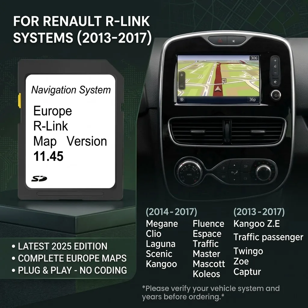 2025 Europe UK Map Update SD Card 11.45, Brand New Not Locked Compatible For Renault R‑Link 2013‑2017 Megane Clio Scenic Captur
