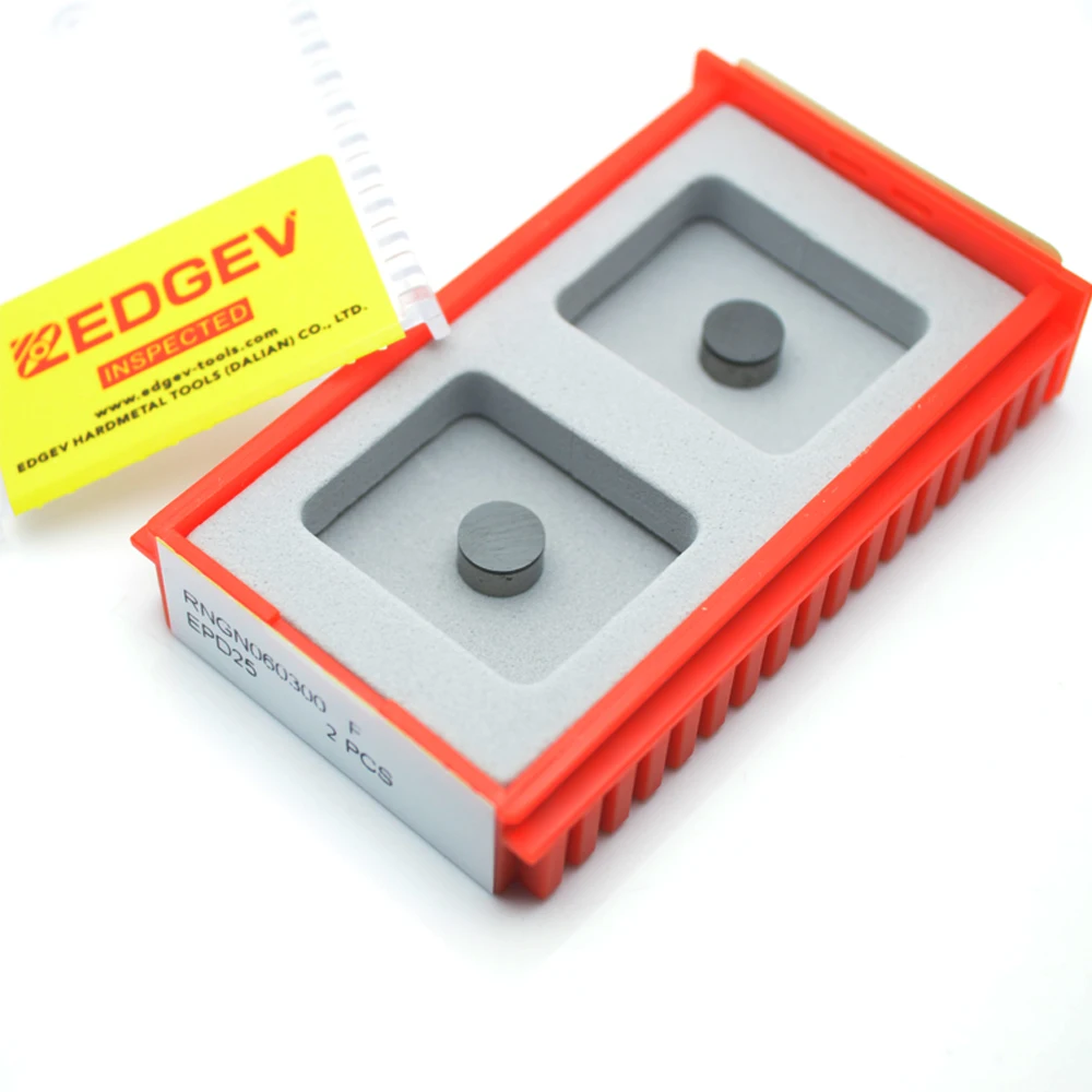 EDGEV-inserto de diamante PCD de cara completa, RNGN0603, RNGN0903, RNGN0904, RNGN1203, RNGN1204, RNGN, RNMN, redondo 1/2, 1/4, 3/8 pulgadas, herramientas de torneado