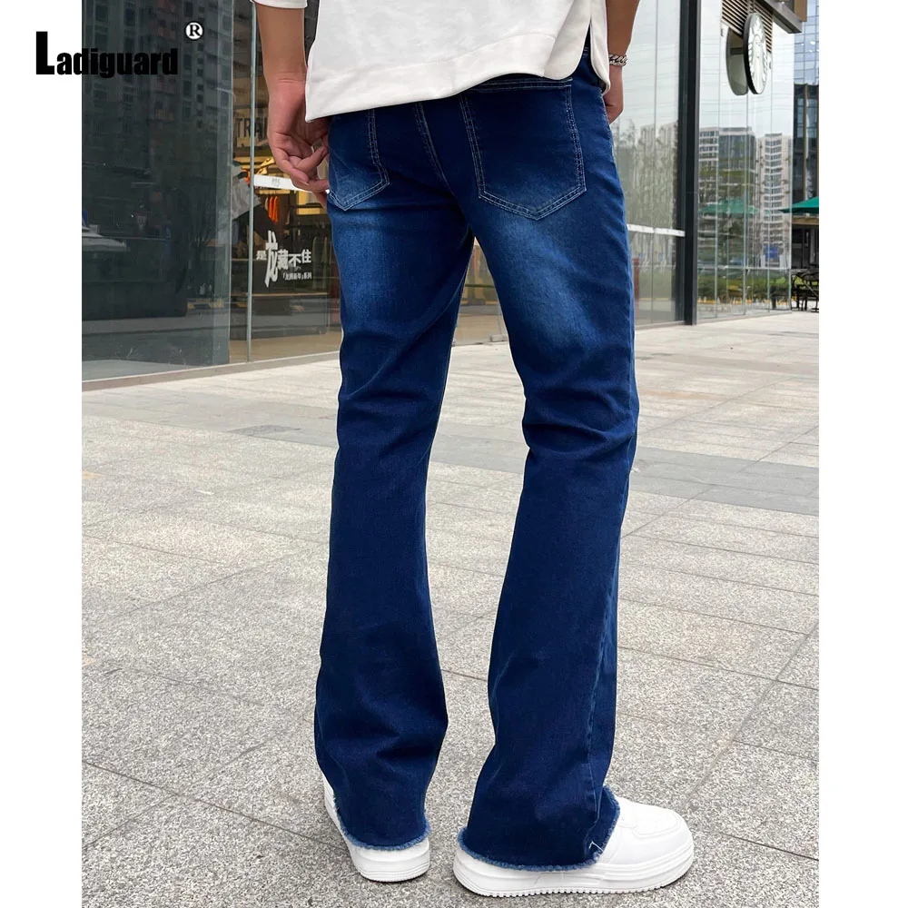 Sexy Flare Denim Pants Mens Patchwork Jeans Trousers 2024 America and Europe style Fashion Zipper Pocket Demin Pantalon New