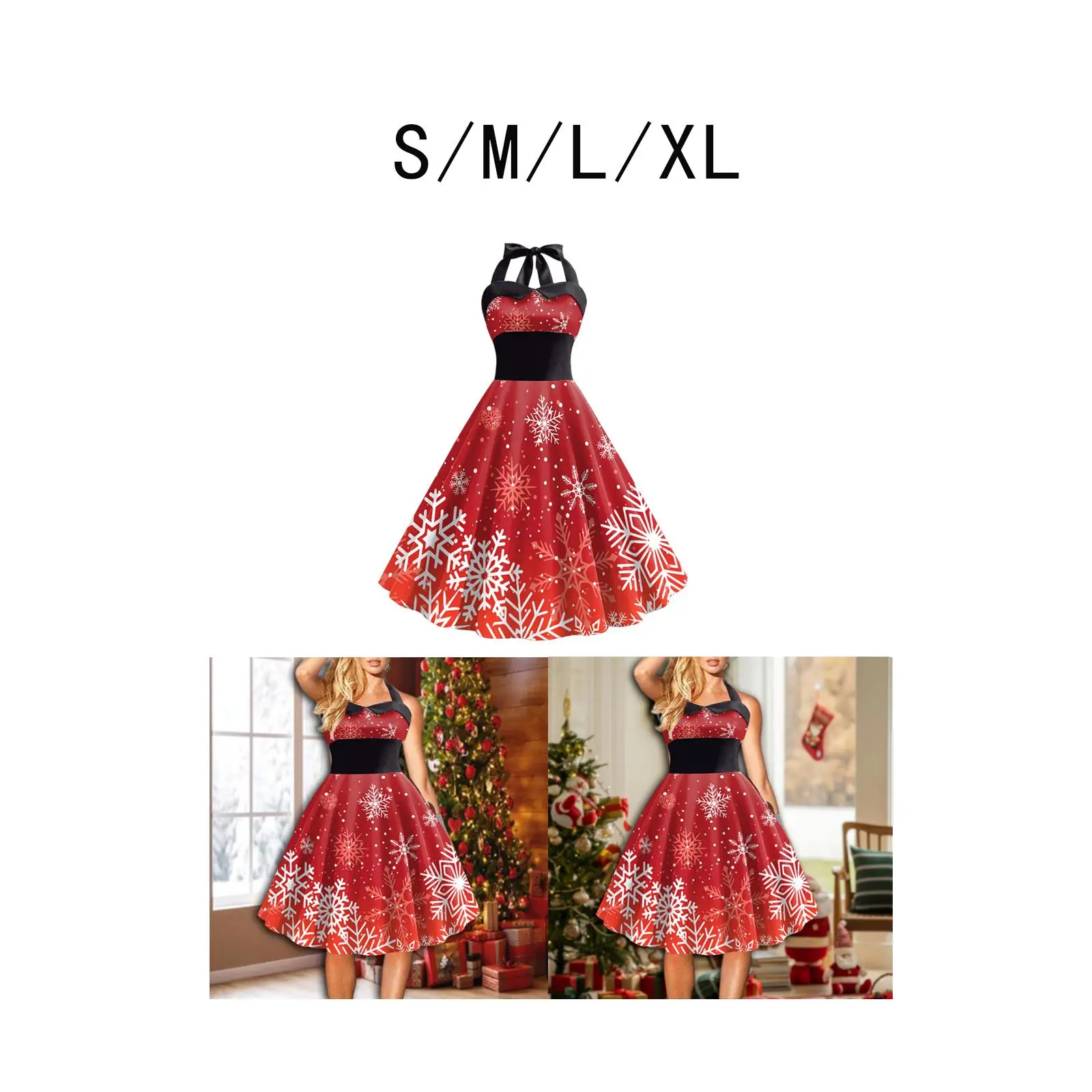 Vestido de Navidad de cintura alta para mujer, traje elegante con volantes de Papá Noel para fiesta, Festival, juego de rol, damas de viaje