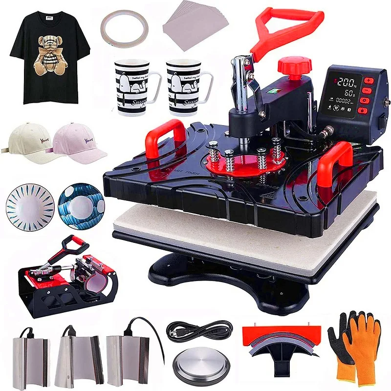 

WJW Sublimation Machine 5 in 1 Heat Press Machines for t Shirt Hat Cap Mug Plate
