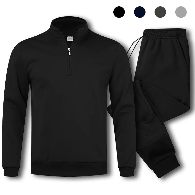 Men\'s Tracksuit 2 Piece Quarter Zip Sweatsuit Sets Casual Athletic Running Jogging Suits