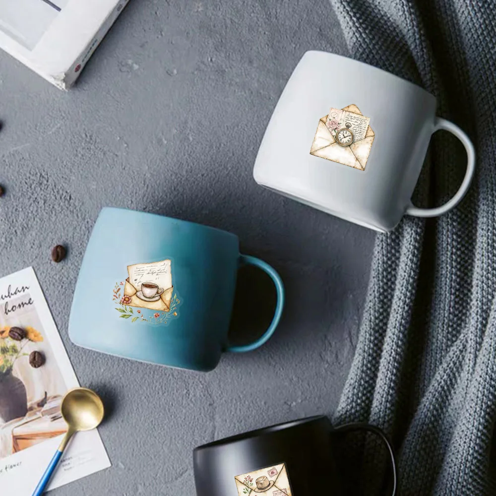 50PCS Retro Envelope Graffiti Stickers DIY Classic Decals Scrapbooking Collage Material Mobile Water Cups Decorative Stickers