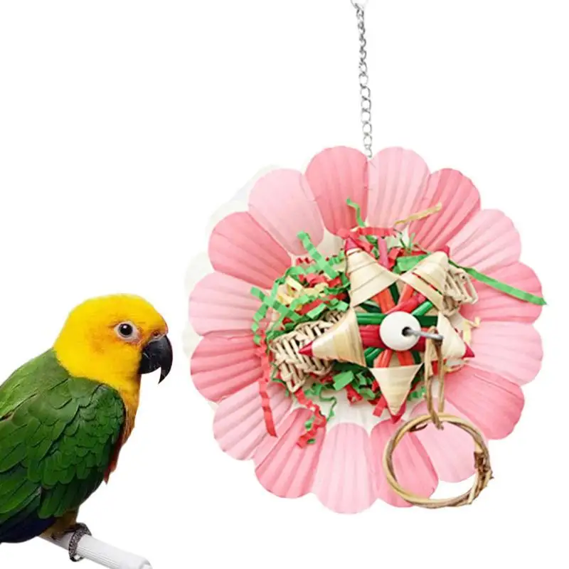 Toys For Birds Cockatoo Foraging Chew Toy Hangable Flower Shape Cage Accessories For Parakeets Cockatiels Love Birds Parrots