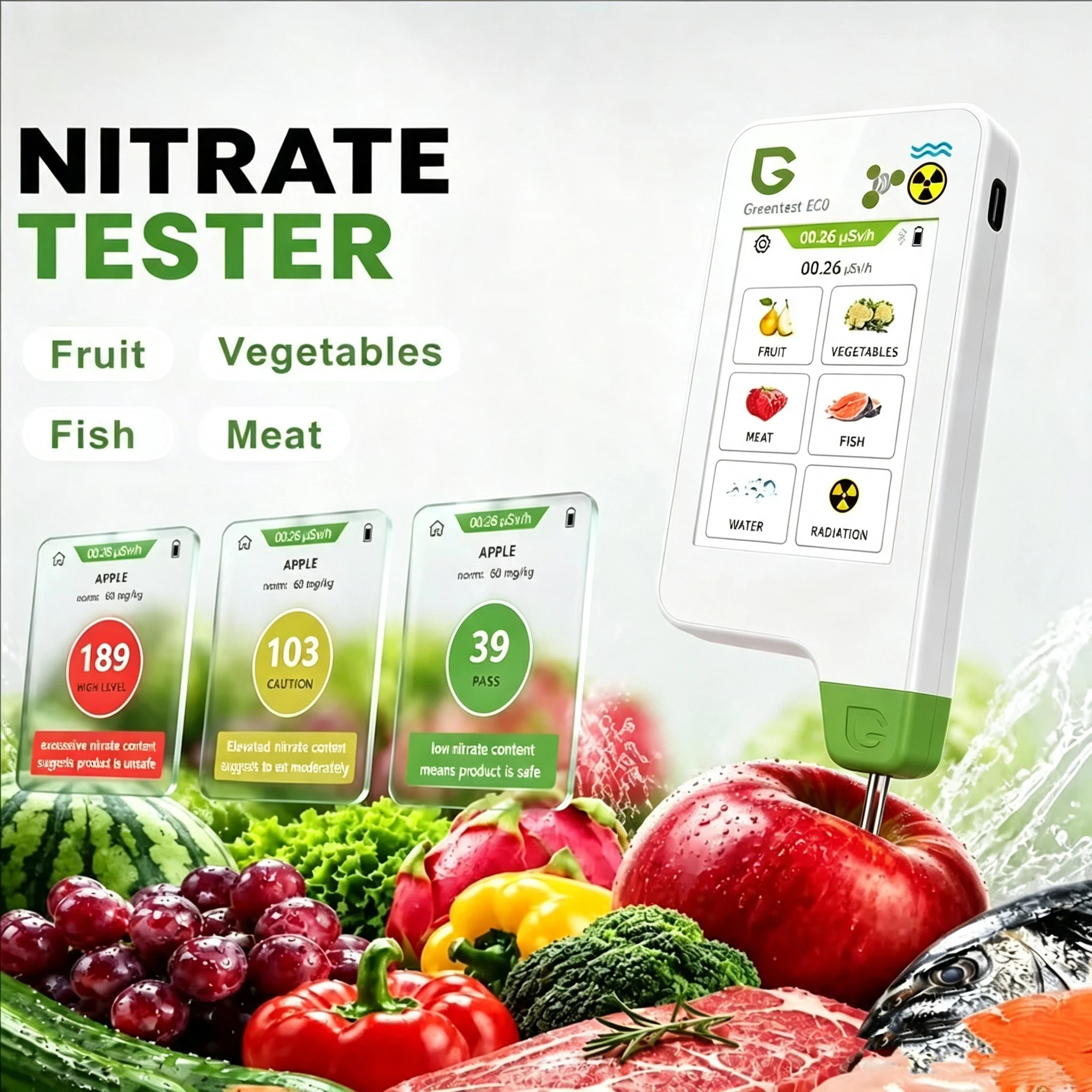 Health Wellness Planner - เครื่องวัดไนเตรต Greentest สำหรับปลา ผลไม้ ผัก เนื้อสัตว์,