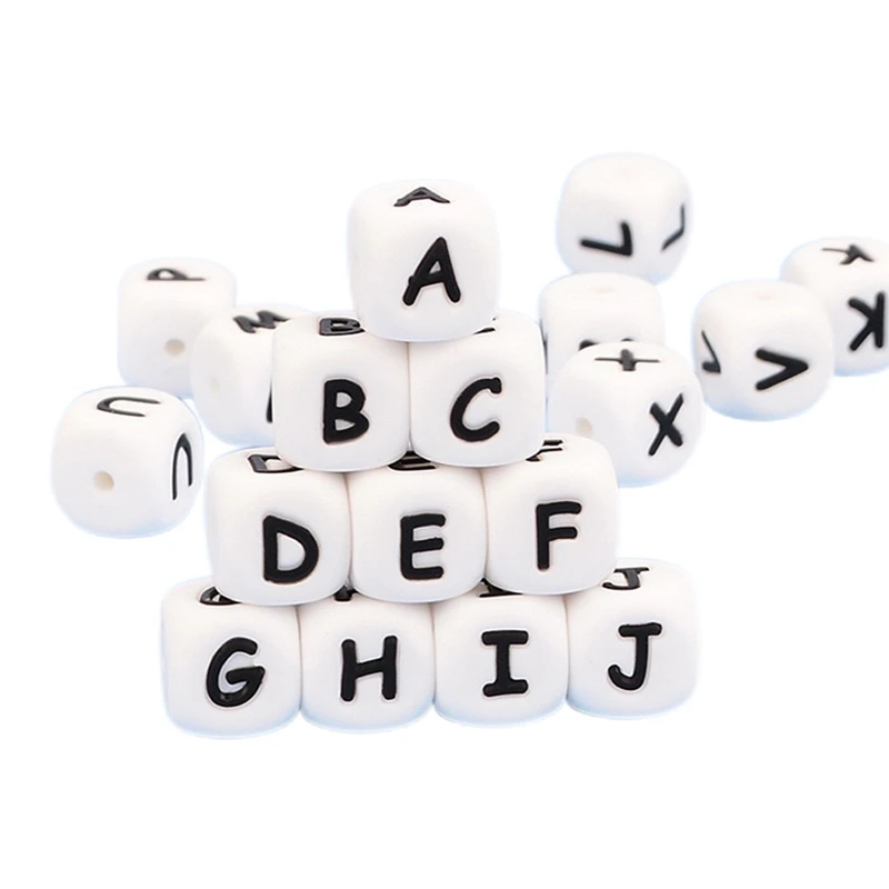 500Pcs/Lot 12MM Baby Silicone Letters Beads BPA Free Teething Teethers English Alphabet Bead Food Grade DIY Name Accessories