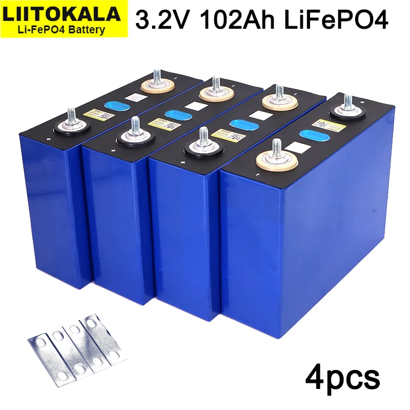 4pcs LiitoKala 3.2V 102Ah Battery LiFePO4 Lithium phospha DIY 12V 24V 300A Electric car RV Solar Energy storage system Grade A