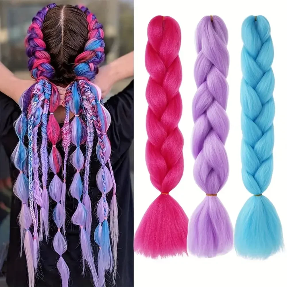 Sonho como-Jumbo extensão de cabelo trançado sintético para mulheres, tranças de crochê, alta temperatura, cor pura, DIY