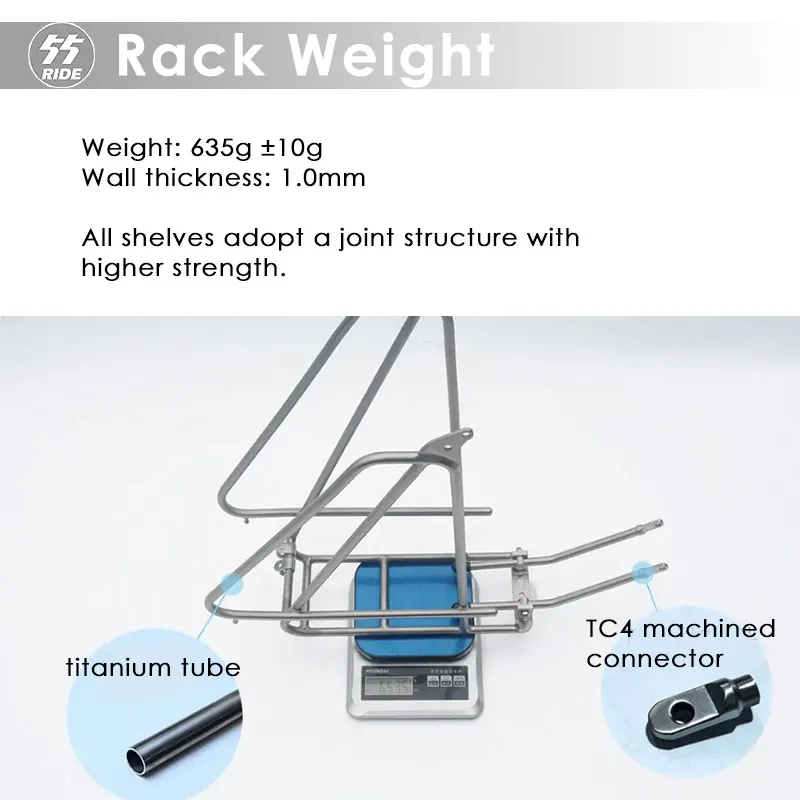 الرف الخلفي للدراجة لركوب الدراجات لمسافات طويلة ، رف أمتعة الدراجة ، ارتفاع قابل للتعديل ، سبائك التيتانيوم