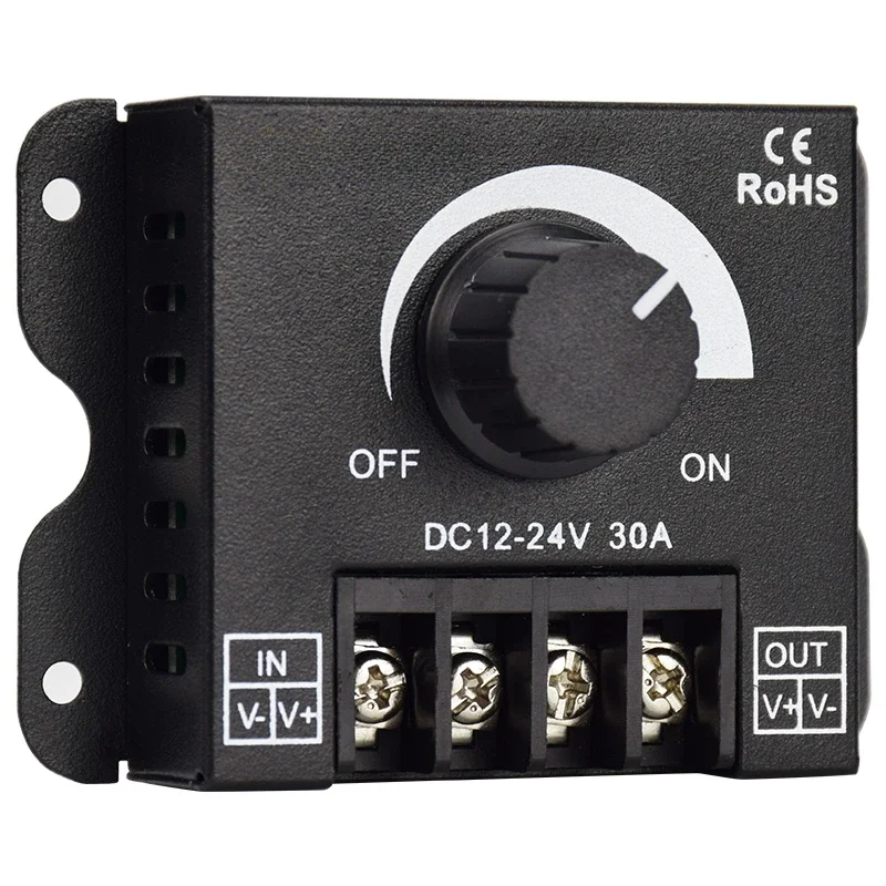 LED dimmer brightness adjustment control DIMMER knob voltage regulation stepless switch DC12V-24V 30A DC