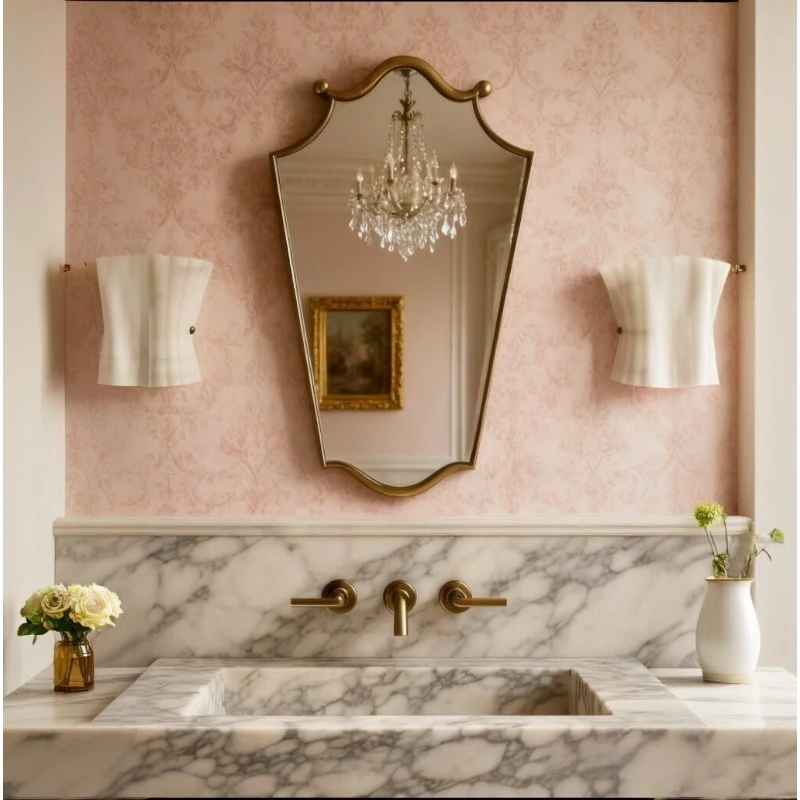 Luxury Bathroom Mirror Dressing Table Makeup Aesthetic Decoration Mirror Vintage Modern Spiegel Wand Living Room Decorations