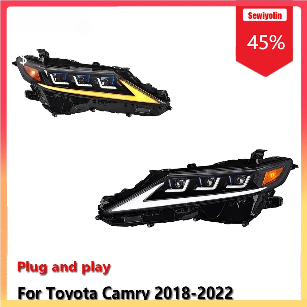 

Car LED Headlight Automobile Parts For Toyota Camry 2018-2022 Fog DRL Brake Turn Signal Lamp Plug and Play