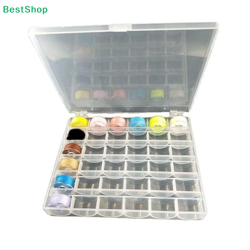 ☽ 36 Fächer Transparente Kunststoff-Spulen-Aufbewahrungsbox Nähgarn-Spulenbox für Bunte Kunststoffspulen für Heimnähmaschinen