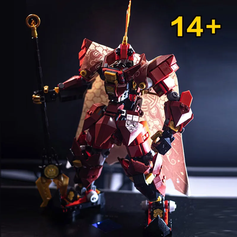 

Новинка 2025 года, 996 шт., рыцарь с пламенем, строительные блоки, меха, модель персонажа, кирпич, украшение для рабочего стола, игрушки, подарки