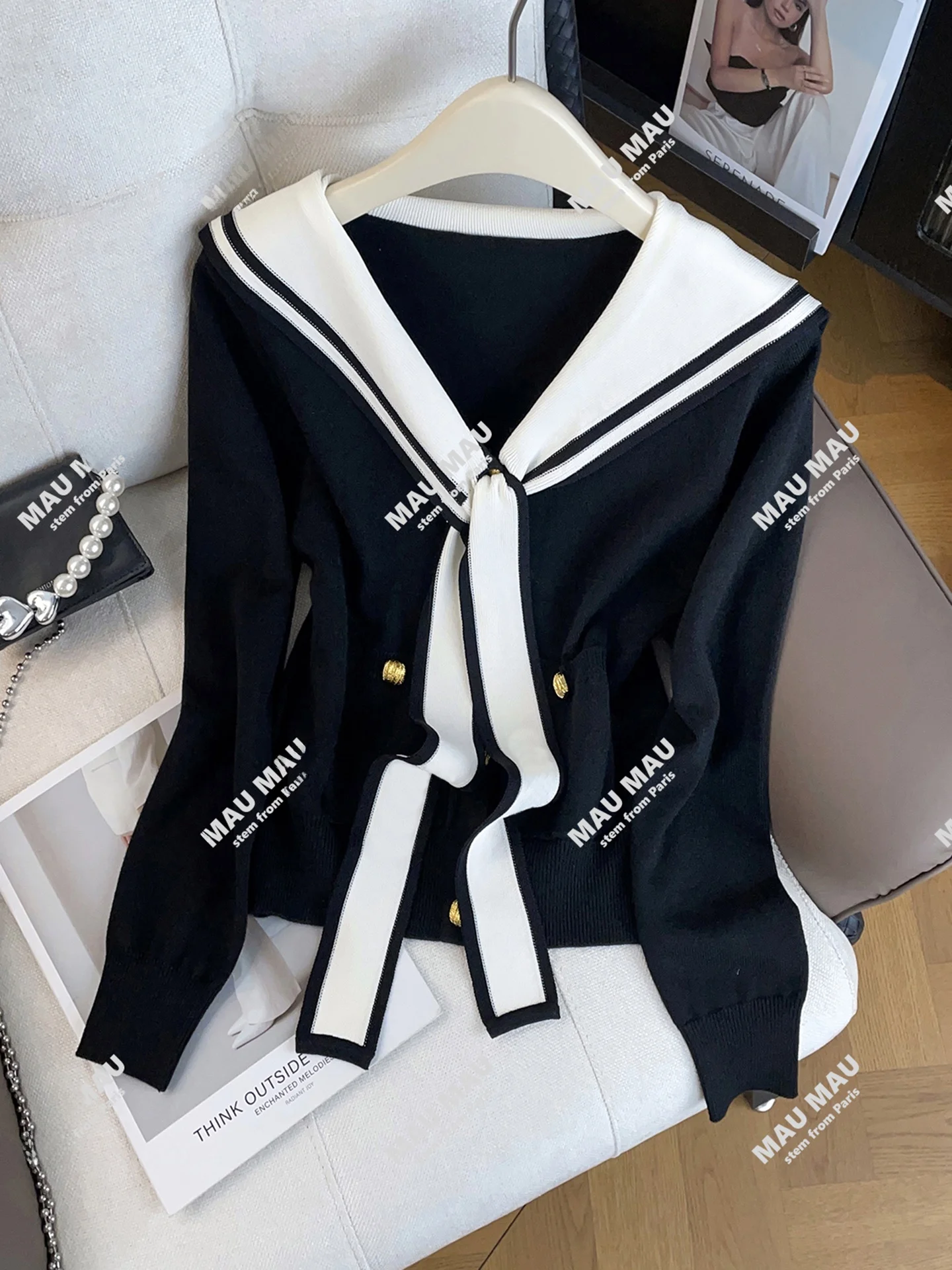 

High-End Women's Knitted Sweater Navy Collar Striped Autumn Winter College Sle Long Sve Casual Wear Comfortable Breathable