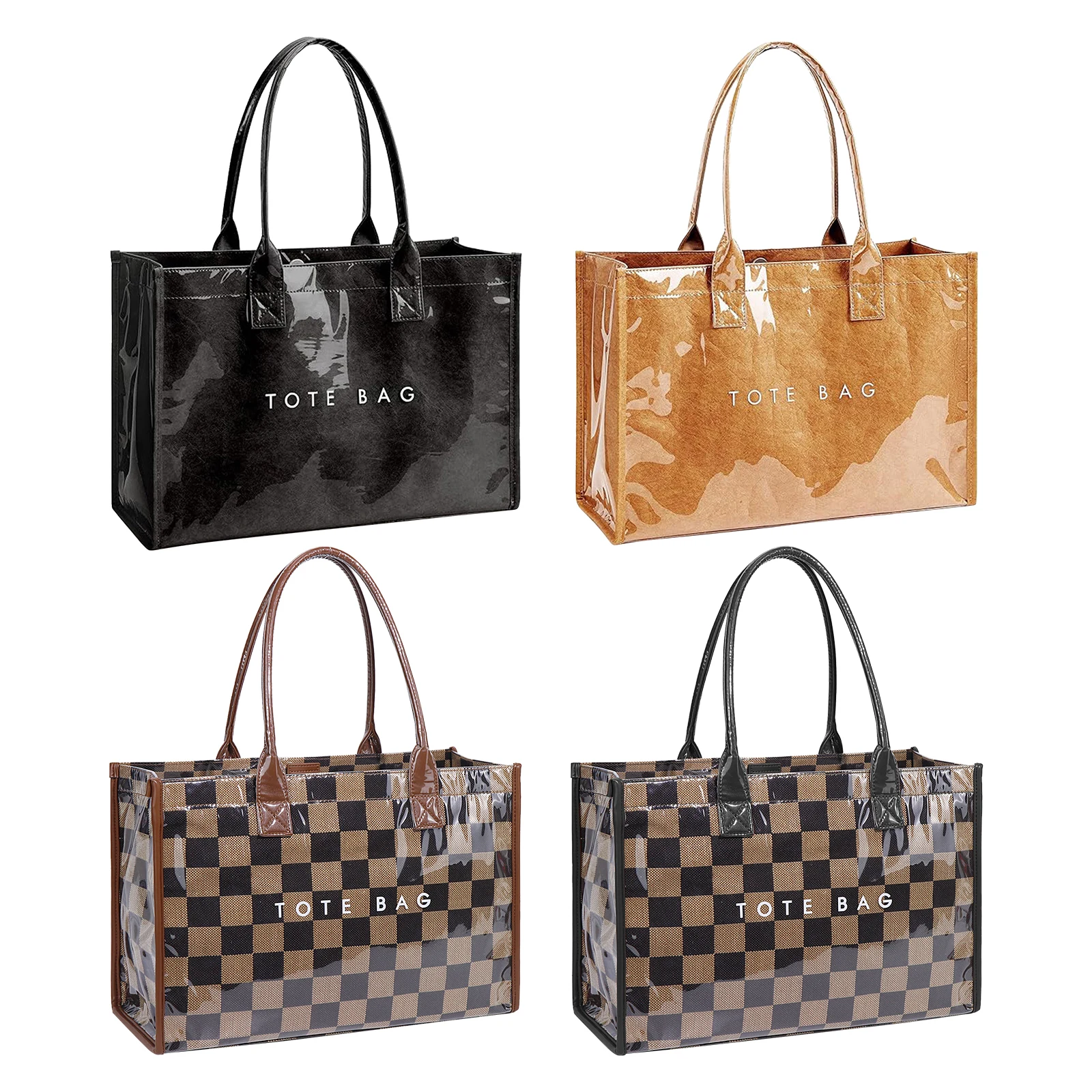 

Универсальная сумка на плечо из ПВХ, стильная сумка-тоут из бумаги Dupont большой вместимости, водонепроницаемая прозрачная женская сумка для поездок на работу