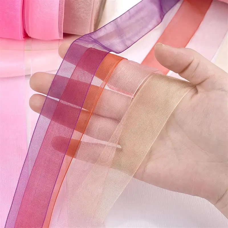 50 Yards Spitze Gaze Chiffon Band 2,5 CM Hochzeit Einladung Blumensträuße Kranz Verpackung DIY Handgemachte Riemen Spitze Stoff