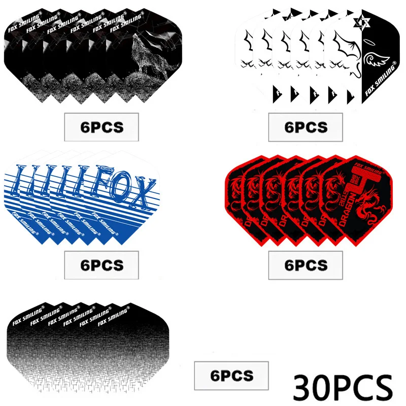30PCS Fox Smiling Dart Flights PET Darts Flights Professional Dart Accessories