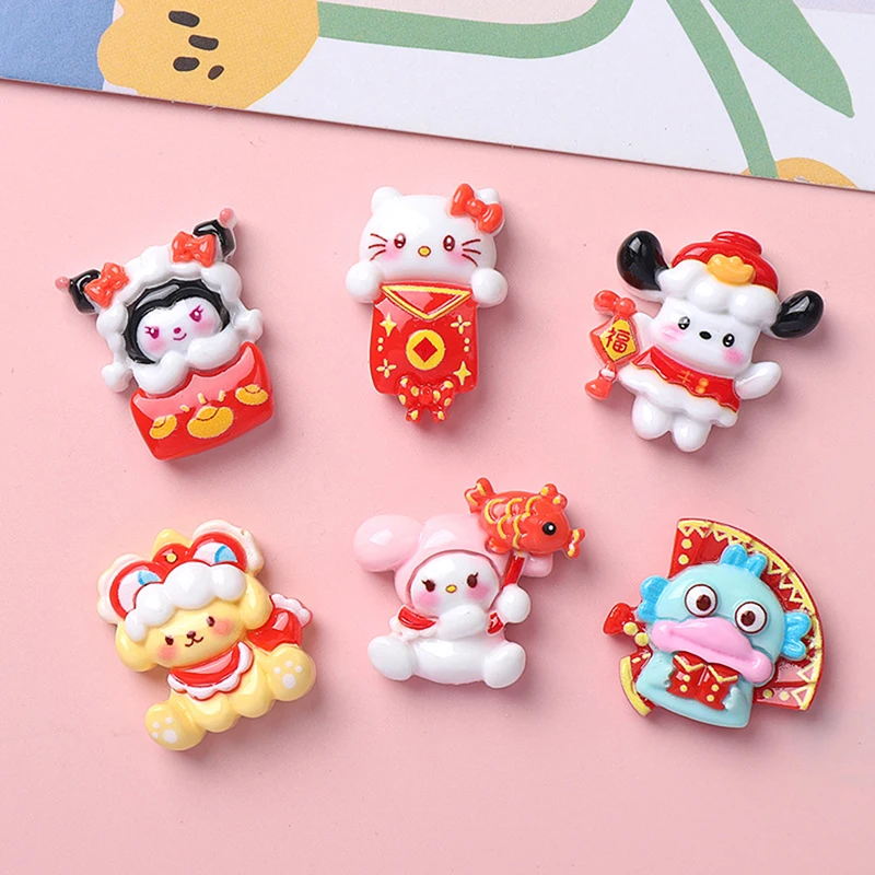 10Pcs New Mini Kawaii Cartoon Christmas Series Flat Bottom Scrapbook DIY Jewelry Jewelry Making Hairwear Accessorie